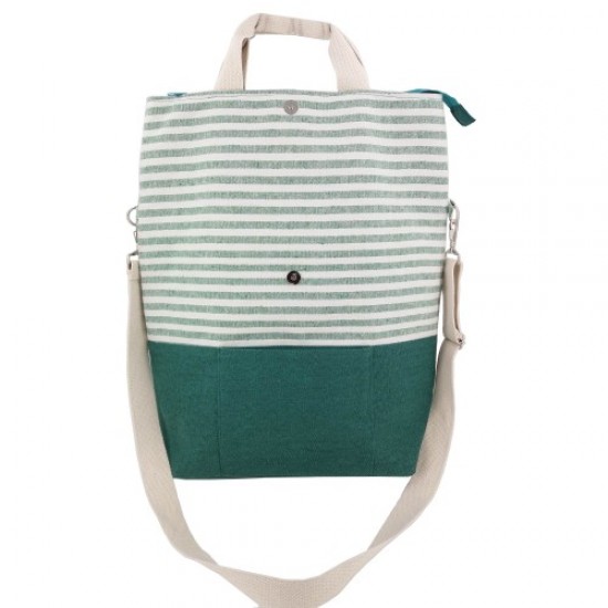 Striped 2-Way Carry Fashion Tote Bag by Duffelbags.com