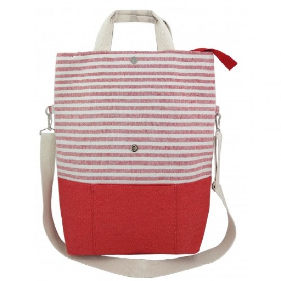 Striped 2-Way Carry Fashion Tote Bag by Duffelbags.com