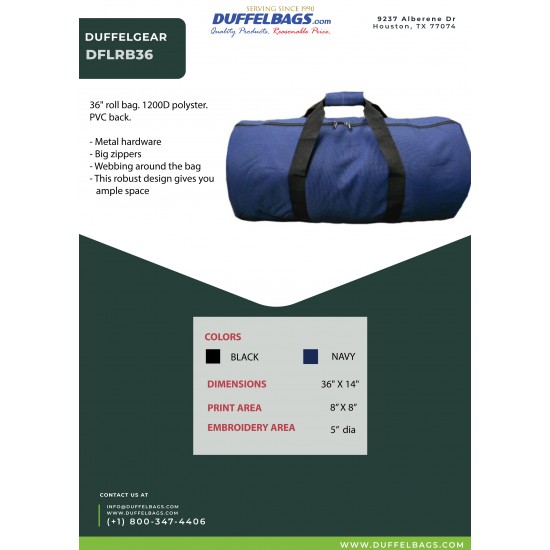 DuffelGear Large Roll Duffel Bag 36" by Duffelbags.com