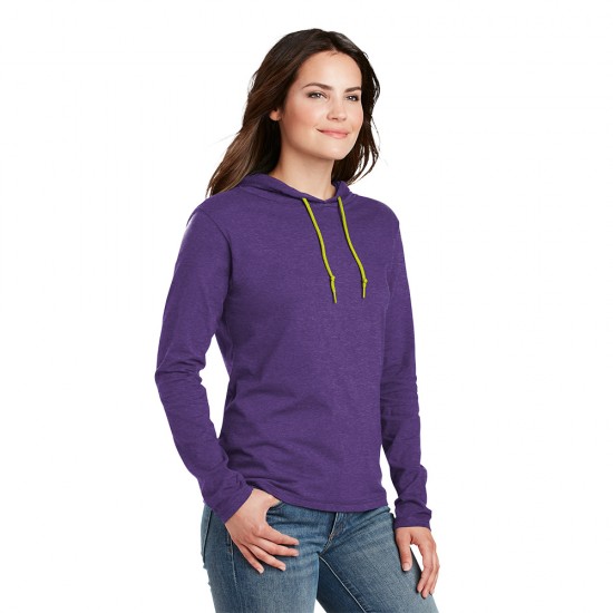 Anvil® Ladies 100 Combed Ring Spun Cotton Long Sleeve Hooded T-Shirt by Duffelbags.com