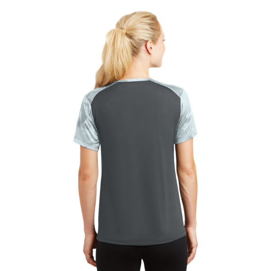 Sport-Tek® Ladies CamoHex Colorblock V-Neck Tee by Duffelbags.com