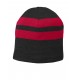 Port & Company® Fleece-Lined Striped Beanie Cap by Duffelbags.com