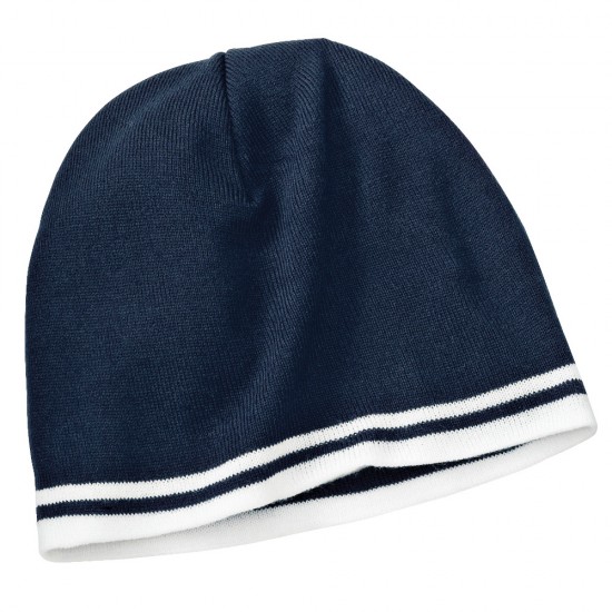Port & Company® - Fine Knit Skull Cap with Stripes by Duffelbags.com