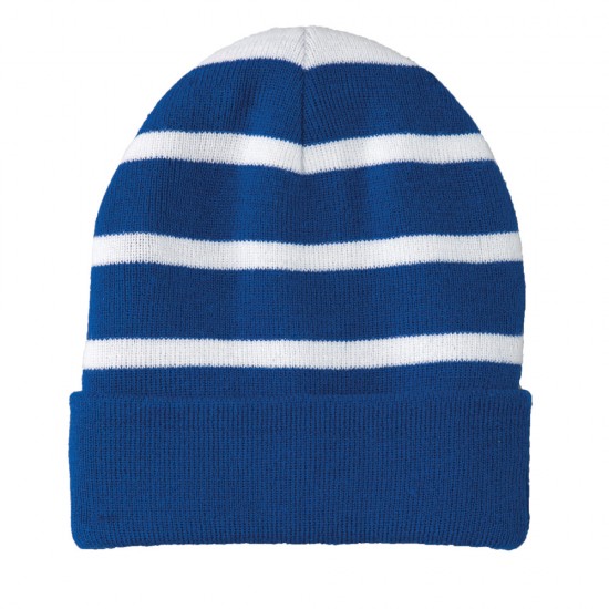 Sport-Tek® Striped Beanie with Solid Band by Duffelbags.com