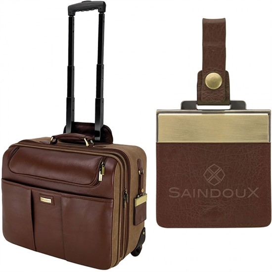Palermo Brown Napa Leather/Canvas Trolley Case by Duffelbags.com