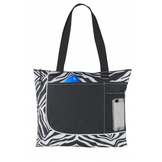 Zebra Patterned Poly Tote Bag  by Duffelbags.com
