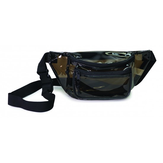 Transparent Black 3-Zippered Fanny Pack by Duffelbags.com