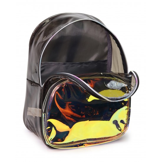 Transparent black/iridescent gold backpack by Duffelbags.com