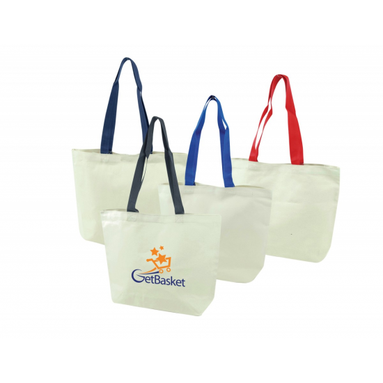 Color Handles Cotton Open Tote Bag by Duffelbags.com