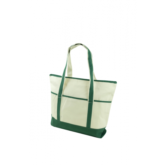 Deluxe Zipper Cotton Boat Tote by Duffelbags.com