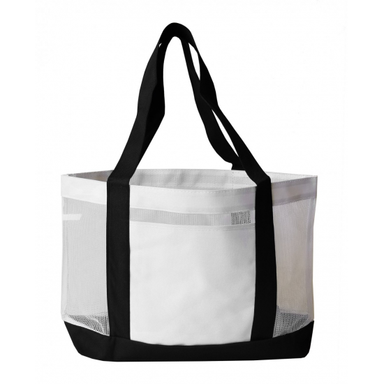 Color Trim Mesh Open Tote by Duffelbags.com