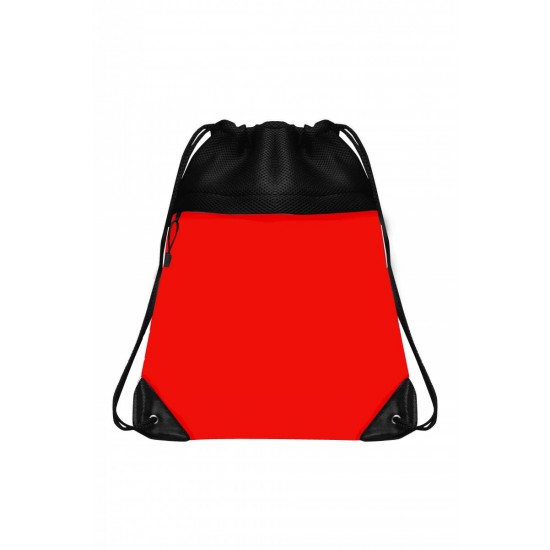 Mesh Drawstring Bag with Micro Fiber Front Zipper Pocket by Duffelbags.com