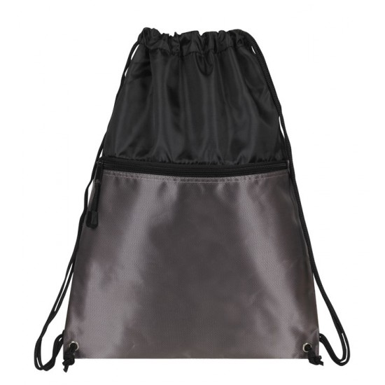 Drawcord Backpack w/ Zipper Pocket by Duffelbags.com